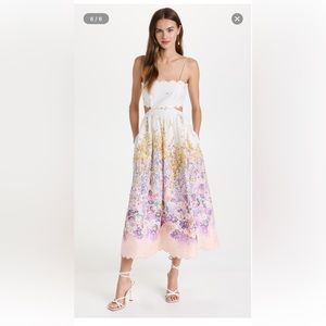 Zimmermann Jude Floral Scallop Midi Dress Size 0